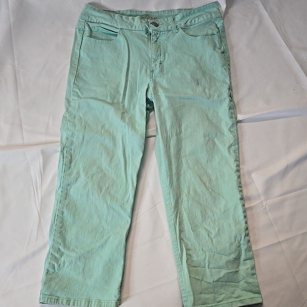 Riders by Lee Midrise Capri Womens L Green Embroidered Boho Western Normcore